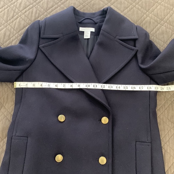 H & M Navy Wool Coat size 8 - Picture 16 of 17